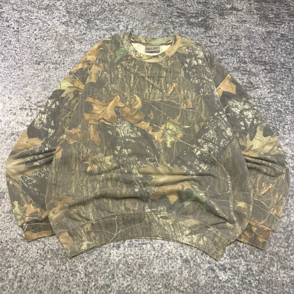 Vintage Jerzees Outdoors Mossy Oak Crewneck Sweatshirt Mens XL Green Brown